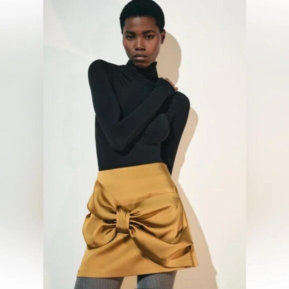 ZARA SATIN EFFECT BOW SKIRT ZW COLLECTION - Picture 3 of 7